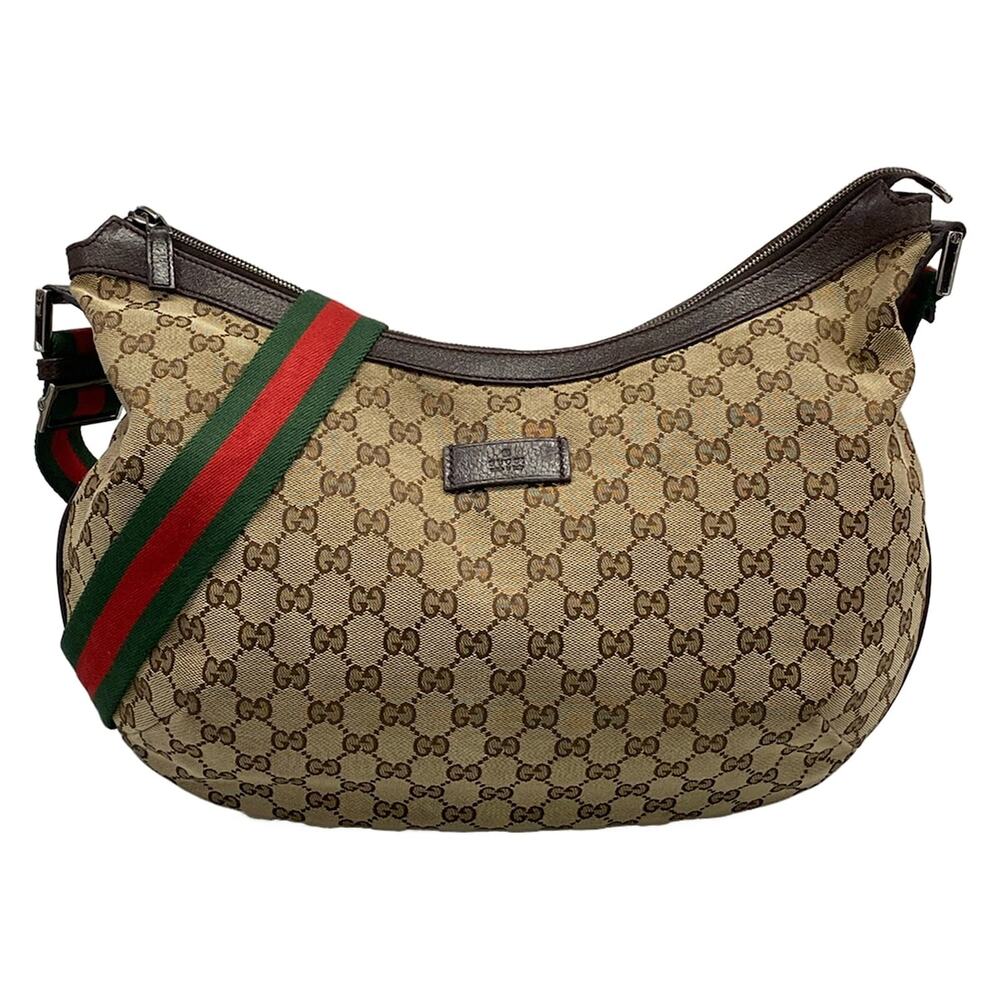 Gucci GG/Shelly Shoulder Bag 189752 Beige Dark Brown Multi Jacquard Leather - Picture 1 of 15